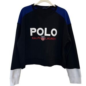 Polo Ralph Lauren USA Colorblock Sweatshirt Casual Cropped Boxy XXL